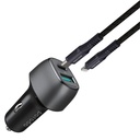 Dual Port Car Charger with Braided Type-C to Lightning Cable
