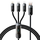 Porodo 3-IN-1 Digital-Display Fast Charging 1.2M Cable A to C+L+M - BLACK