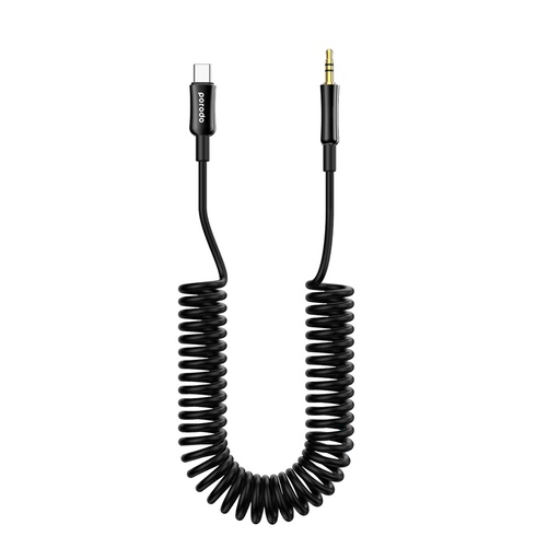 Porodo Type C to AUX Coil Cable 1.2M - Black