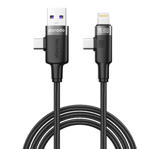 Porodo Braided 60W USB-AType C to CC-L Fast Charging Cable 1M