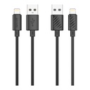 Porodo Blue 3A USB A to Lightning PVC Cable 1.2M - Black