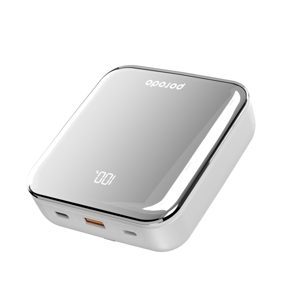 Porodo Compact Power Bank 20000mAh with Out Cable USB-A, Type-C and Lightning 