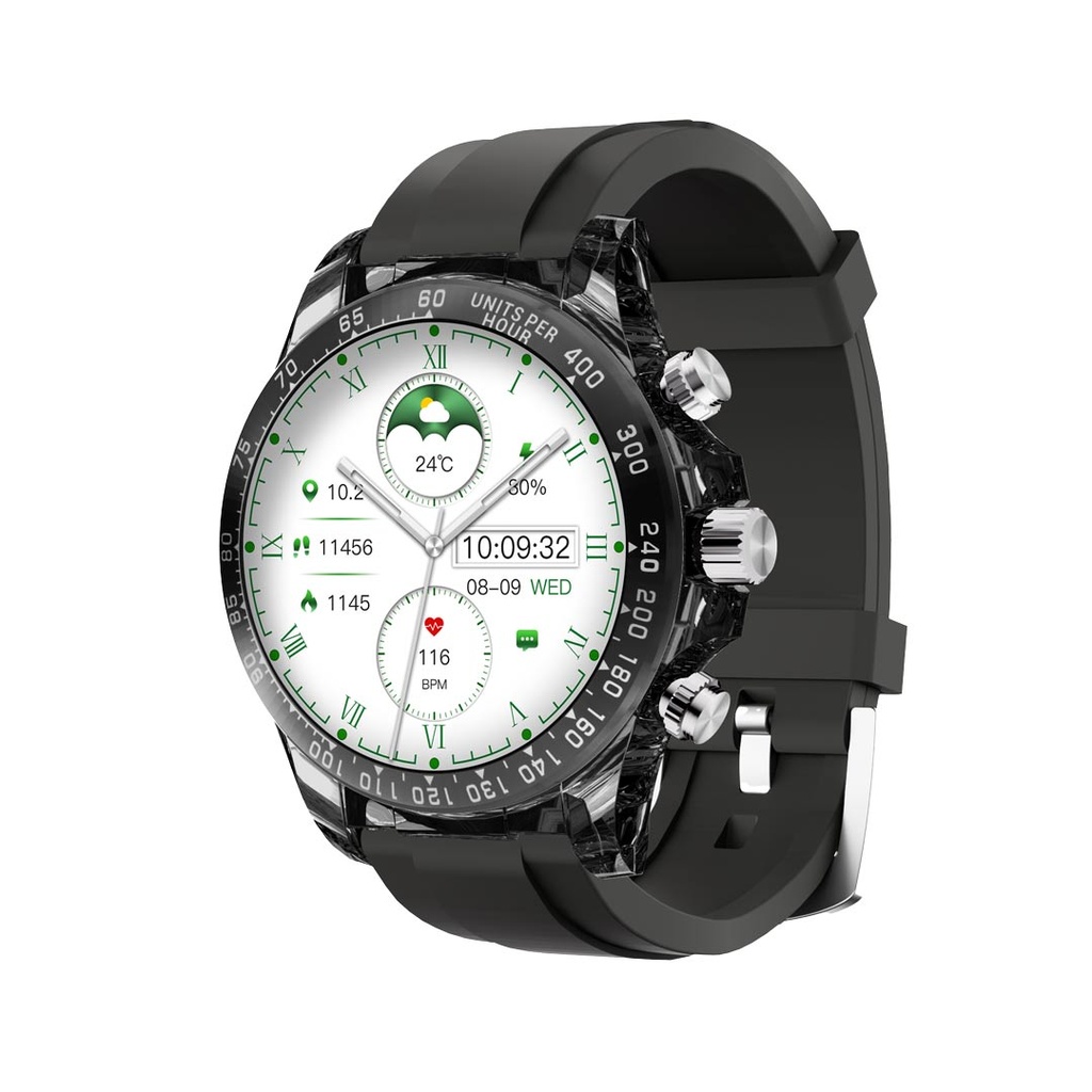 Porodo RAYTONA Smart Watch With Silicone And Metal Strap - Black