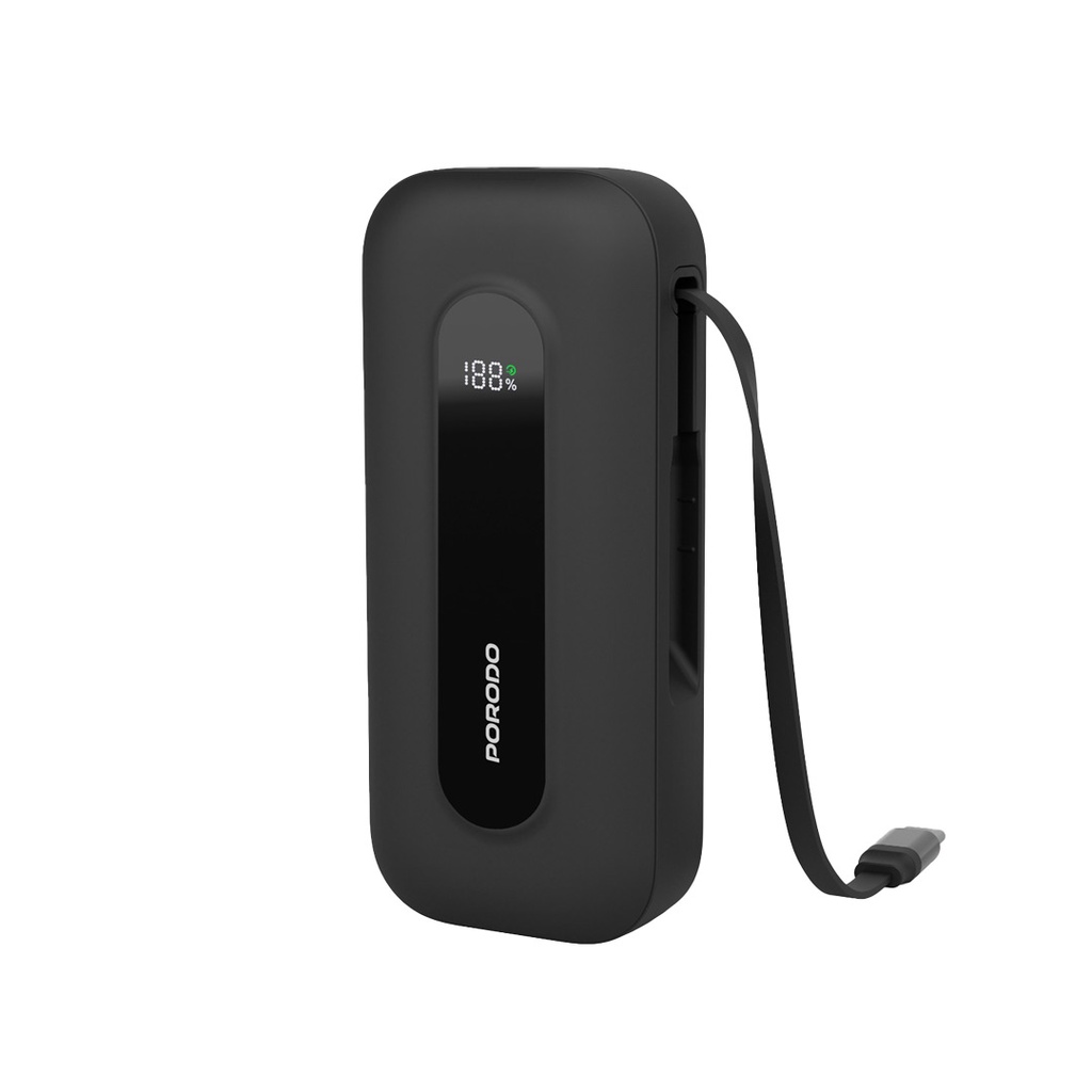 Porodo 10000mAh Power bank 58cm Retractable Type-C
