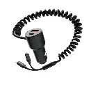 Porodo Dual Port Car Charger Integrated C+L Cables - Black