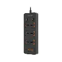 Porodo Blue 6 AC - Dual Switch Power Strip - Black