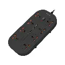 Porodo Blue 8 AC Power Strip - Black
