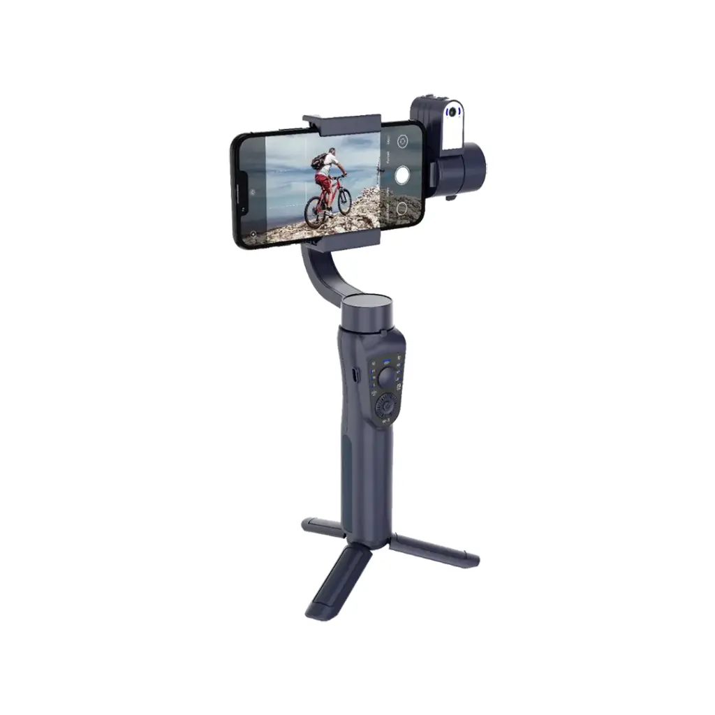 Porodo 3-Axis Ai Tracker & Light Gimbal Stabilizer - Black