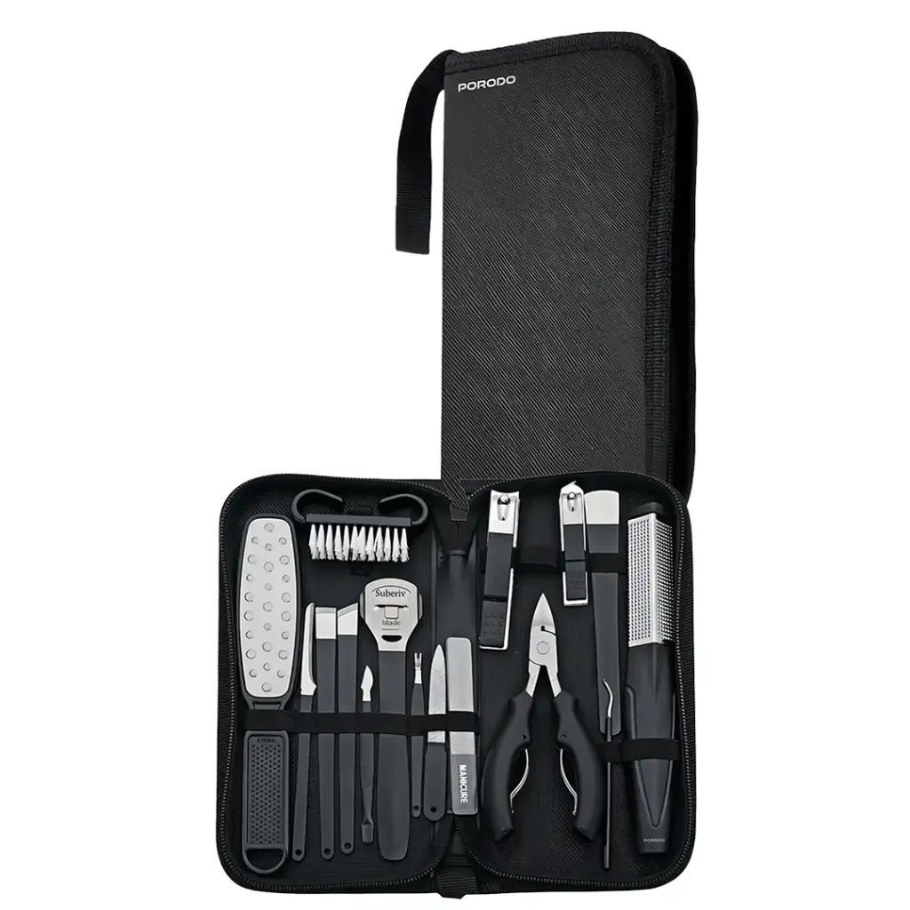 Porodo 16-In-1 Portable Nail Clipper Set for Manicure & Pedicure