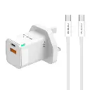 Porodo Blue Ultra-Quick Charger USB-A to USB-C (1m Type-C Cable Included) - White 