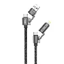 Porodo 4 Cables in 1 Aluminum Fast Charger Wire - Black