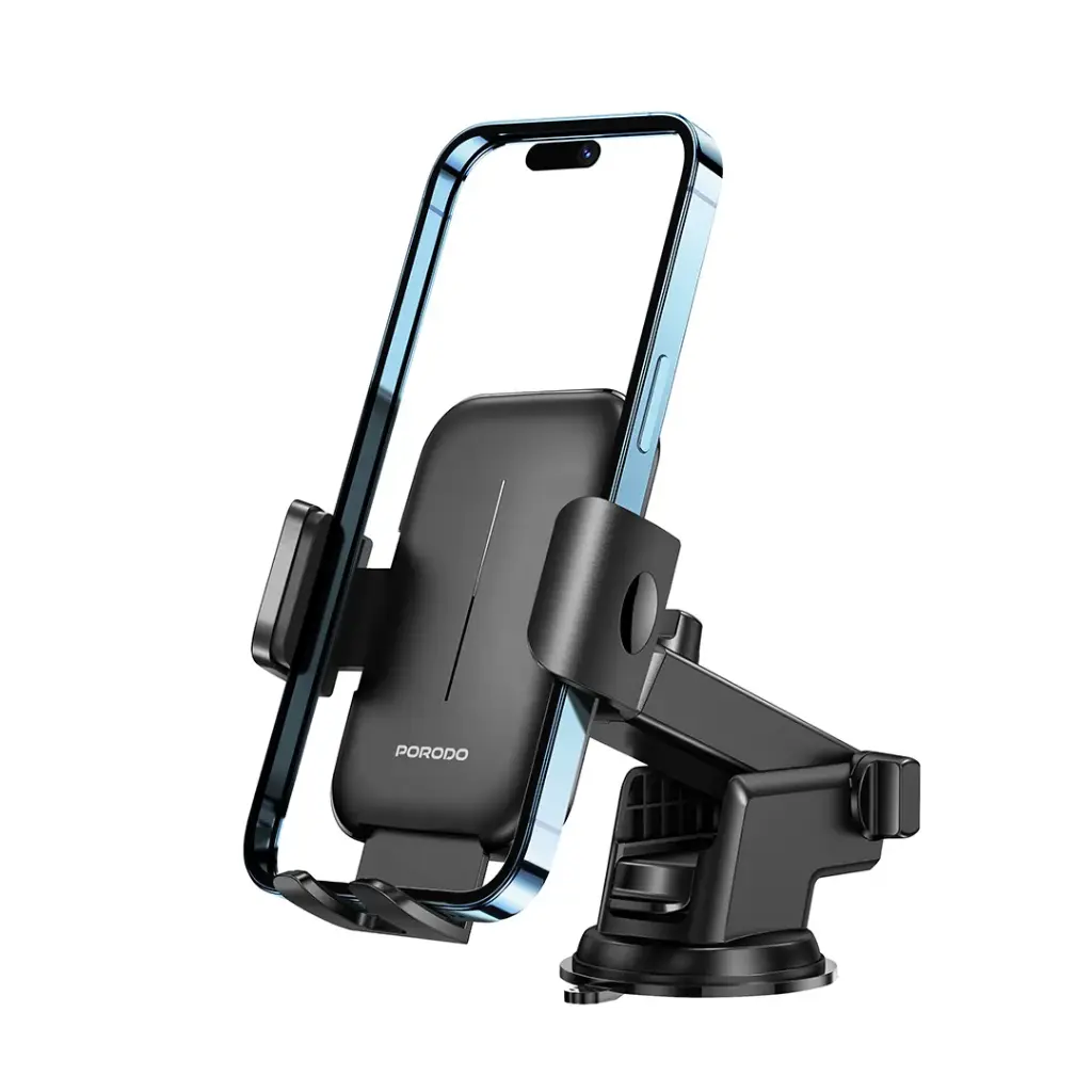 Porodo Adjustable Clamps Dash & Windshield Mount - Black