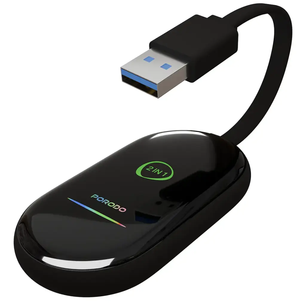 Porodo Play-X Wireless Carplay Adapter with Wi-Fi and Bluetooth Connectivity - Black