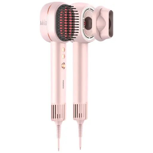 [PDLFSTAE581PK] Porodo 2-In-1 Hair Dryer & Straightener Brush with Smart Temperature Control - Pink