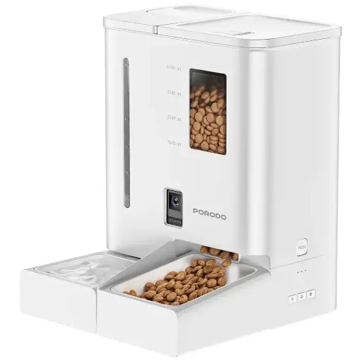 [PDFD035VWH] Porodo Petmate Automatic Pet Feeder with Wi-Fi, Camera & App Control - White