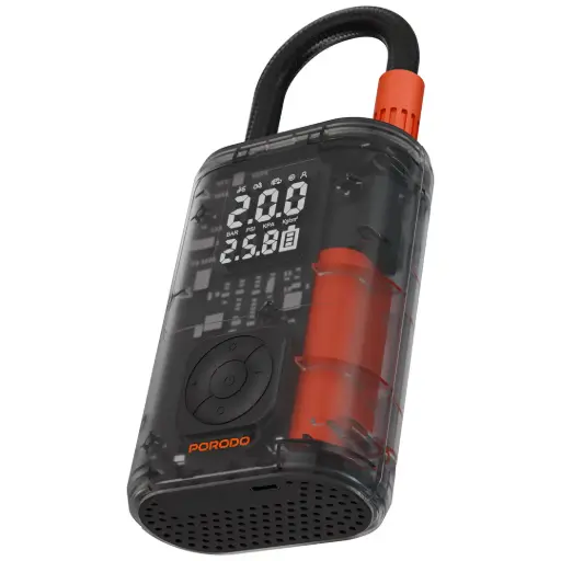 [PDGA05BK] Porodo Vyrox Car Tire Inflator with Real-Time Pressure Display - Black