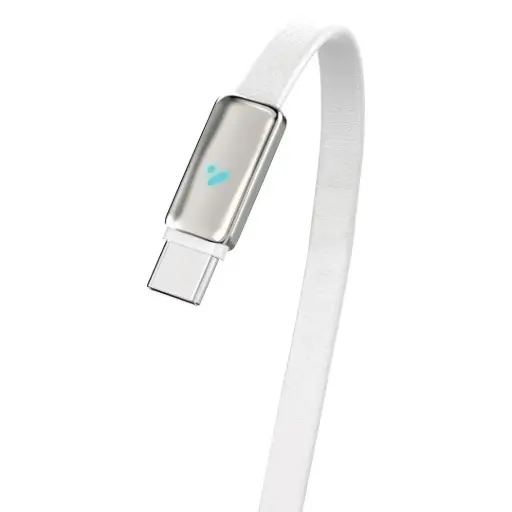 كابل شحن ونقل بيانات Porodo 100W LED USB-C إلى USB-C من الجلد