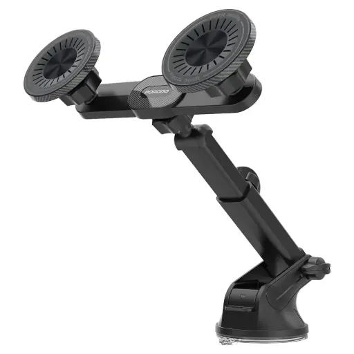 [PDCT077BK] Porodo Dax-L Dual MagSafe Car Phone Mount with Adjustable Telescopic Arm - Black