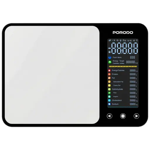 [PDLFSTK86SL] ميزان مطبخ ذكي Porodo Lifestyle Kalio مع شريط قياس وحاسبة غذائية - فضي