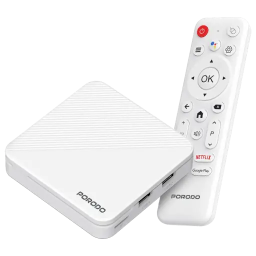 [PDH96MAXWH] صندوق Porodo Echobox أندرويد تي في مع بث 4K الترا إتش دي - أبيض