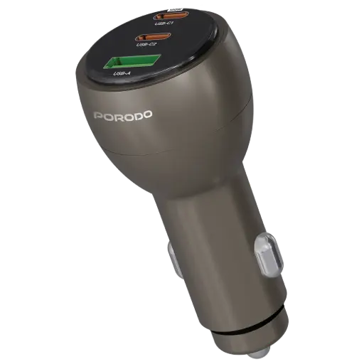 [PDCCR35BR] Porodo Valtro Multi-Port Car Charge with USB Fast Charging -  Brown