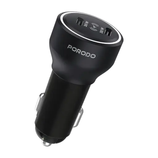 [PDCCR31BK] Porodo Velano Car Charger with Dual USB-C Ports - Black