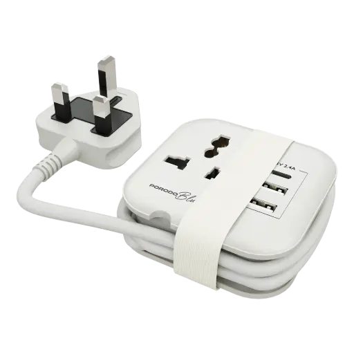 [PBOT201WH] Porodo Blue Volga Multi-Port Universal AC Socket with USB-A & C - White