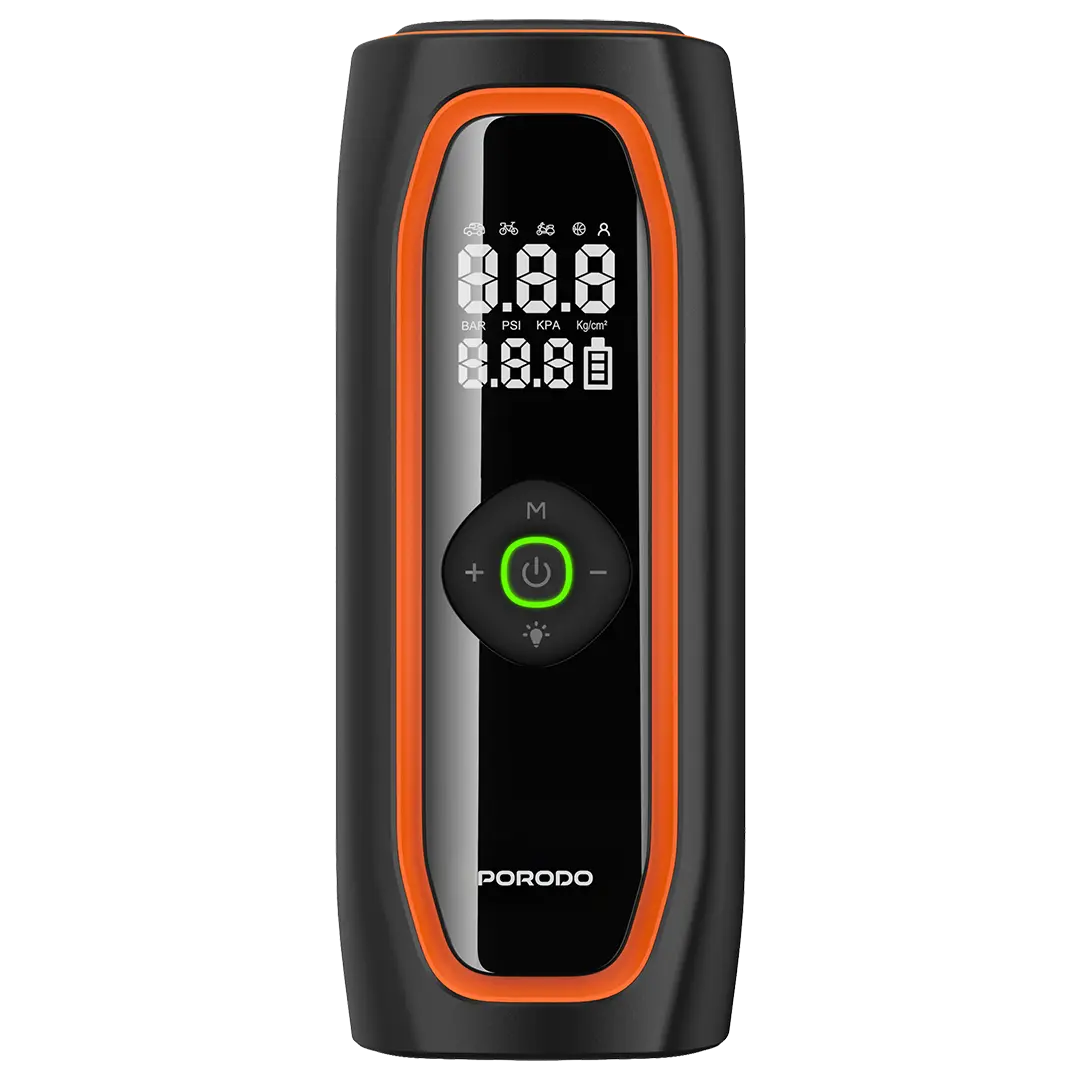 [PDGA08BK] Porodo Voltair Car Tire Inflator with Real-time Pressure Display - Black