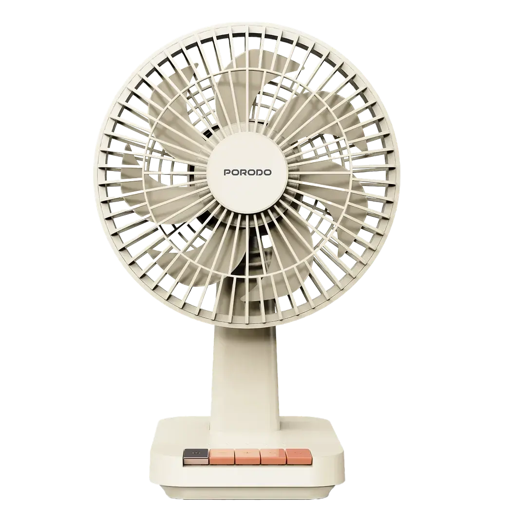 [PDLFSTDF1BG] Porodo Lifestyle Chillo Portable Desk Fan with Oscillating Function & Indicator Lights - Beige
