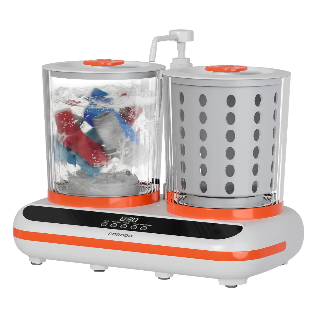 [PDLFSTHP200WH] Porodo Lifestyle Launder Twin 2L Portable Mini Washing Machine - White