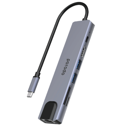 [PD-4K71C-GY] 7in1 Aluminum USB-C Hub 4K HDMI 100W Power Deliver