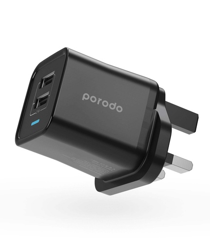 [PD-FWCH011-BK] Porodo Dual USB Wall Charger 2.4A UK - Black