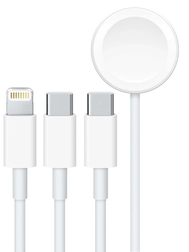 [PB-AWLCC-WH] Porodo All-In-One Cable USB-C To Lightning / Type-C / Watch Charger (1.2m)