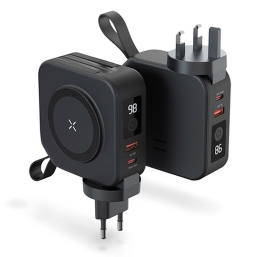 [PD-PBFCH028-BK] Porodo Magsafe 5in1 10000 mAh Powerbank with Charging Cables UK & EU Plug