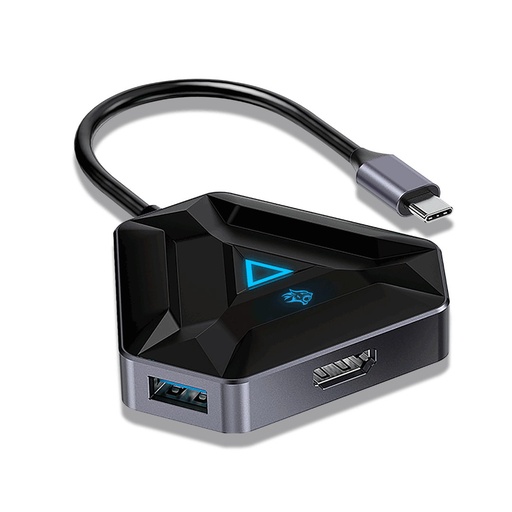 [PDX529] Porodo Gaming 6in1 USB-C Hub Type-C PD 100W HDMI USB SD MicroSD - Black