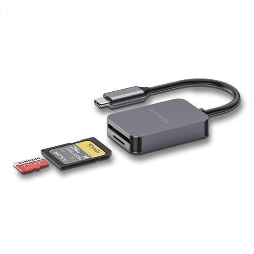 [PD-21CDR-GY] Porodo 2in1 USB-C Card Reader SD MicroSD - Grey