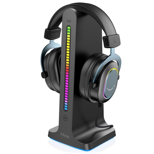 [PDX528] Porodo Gaming RGB Dynamic Sound Lighting Headphone Stand with Cable Storage 300mAh - Black