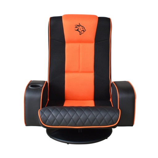 [PDX531] Porodo Gaming Predator Pro Gaming Seat with Armrest & Cupholder 360 Swivel - Black/Orange