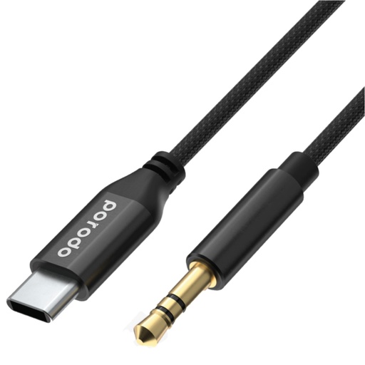 [PD-AXC12-BK] Porodo Braided Aluminum Type-C to 3.5mm AUX Cable 1.2M