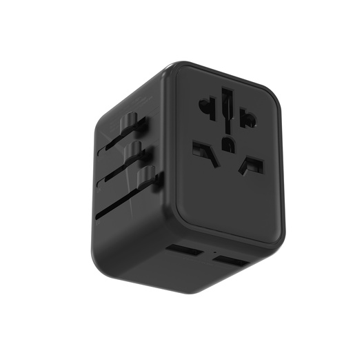 [PD-12WUTA-BK] Porodo Dual USB-A Universal Travel Adapter 2.4A