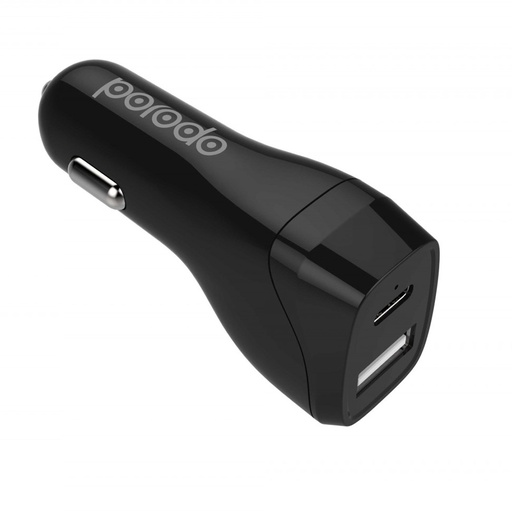[PD-DC45-BK] Porodo Dual Port Car Charger 30W / PD 18W - Black