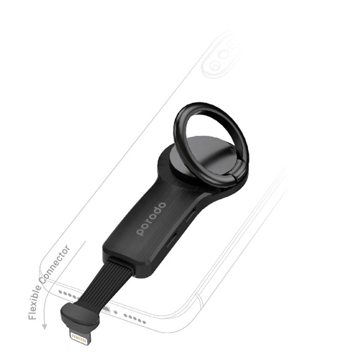 [PD-RGLL-BK] Porodo Dual Lightning Adapter with Finger Grip 2A - Black