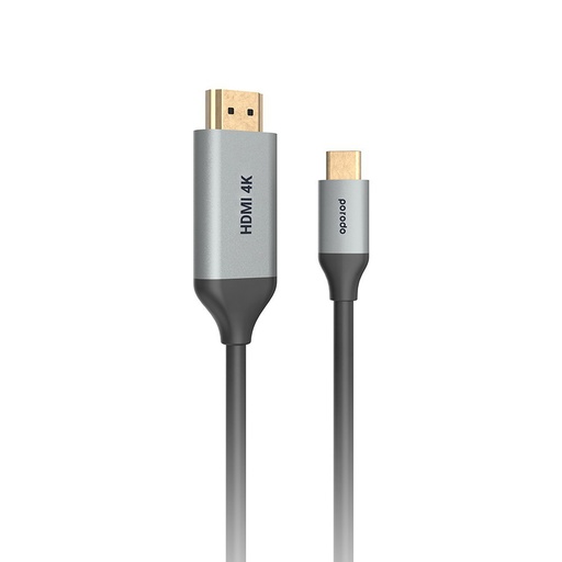 [PD-4KCHD2-GY] Porodo Type-C to 4K HDMI Cable 2m with Premium Aluminum Finish - Gray