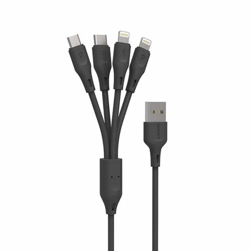 [PD-41LLCM-BK] Porodo 4in1 USB Cable Lightning /Type-C/Micro Durable Fast Charge and Data Cable (1.2m/4ft)