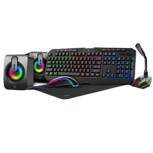 [PDX215-BK] Porodo 5 in 1 Ultimate Gaming Kit with Rainbow Effect