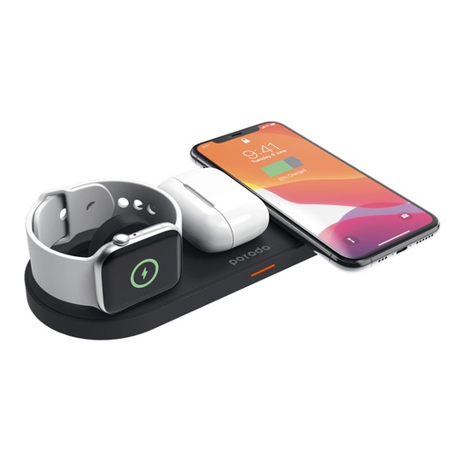 Porodo 4 in 1 Slim Charging Station 7.5W/10W for iPhone / Apple Watch / Airpods