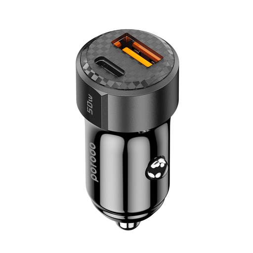 [PD-CC50W-BK] Porodo 50W Dual Port Car Charger PD 20W QC 30W - Black