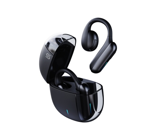 [PD-STWLEP021-BK] Porodo Soundtec Air Conduction TWS Earbuds with Semi Transparent Case - Black