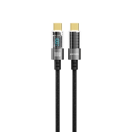 [PD-100CCD-BK] Porodo Braided Transparent USB-C TO USB-C Cable