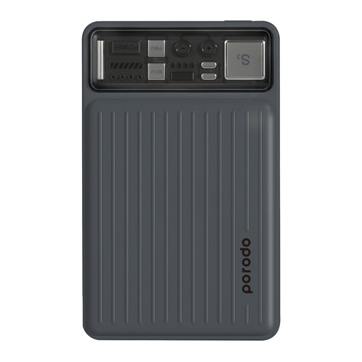 [PD-PBFCH029-BK] Porodo 10000mAh Slim Power Bank PD 22.5W with Built-in Type-C & Lightning Cables-Black